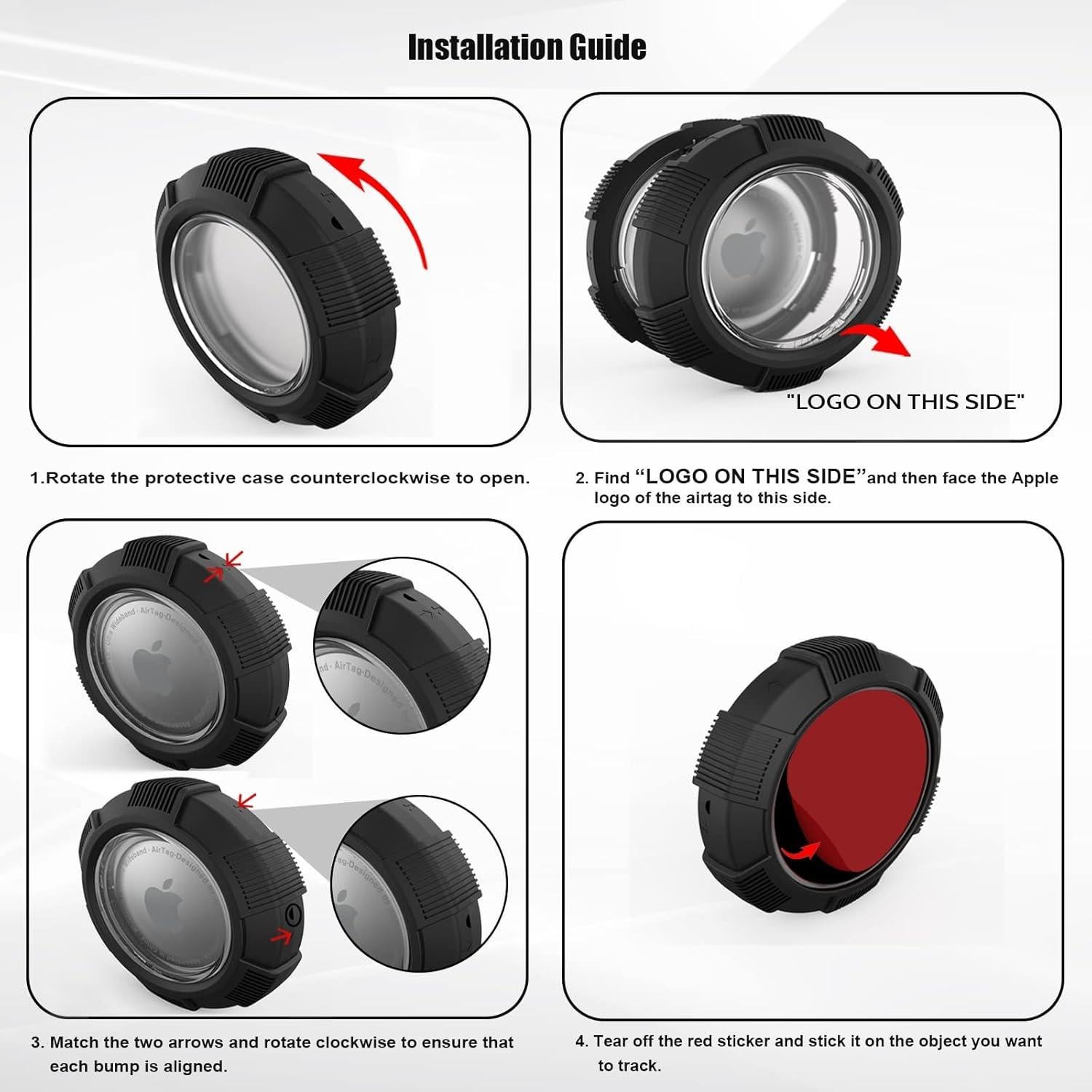 Funda Adhesiva AirTag 4 Pack Bingcok 2 Negros 2 Grises