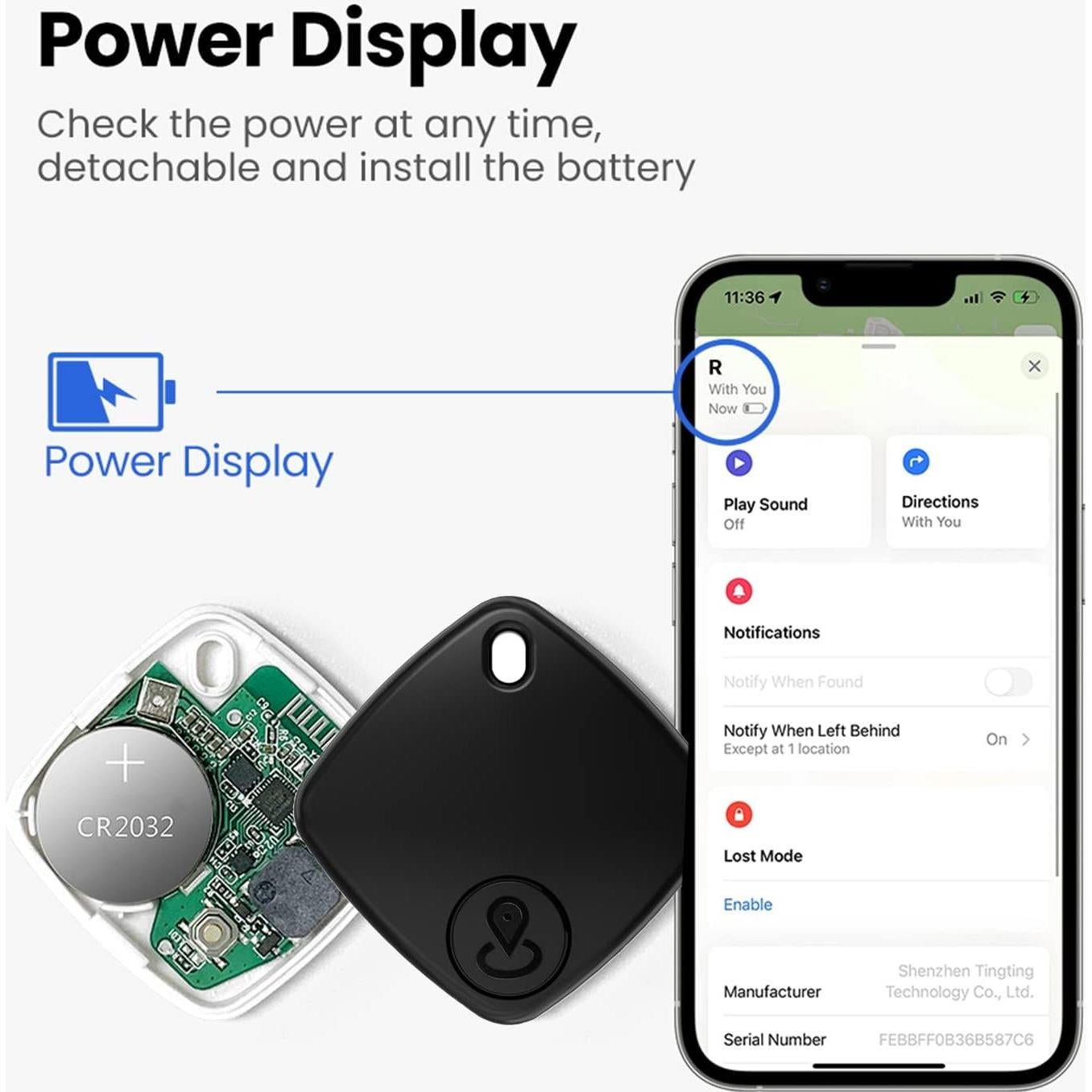 Rastreador Bluetooth SENCKIT S1 para Llaves y Objetos - Negro