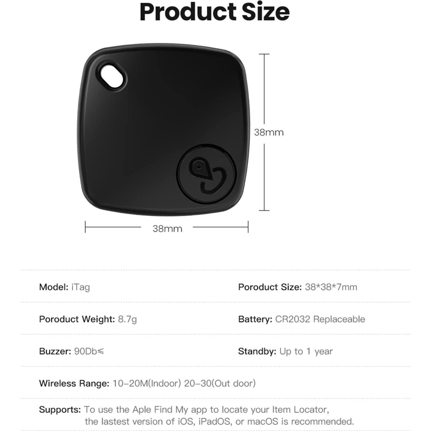 Rastreador Bluetooth SENCKIT S1 para Llaves y Objetos - Negro