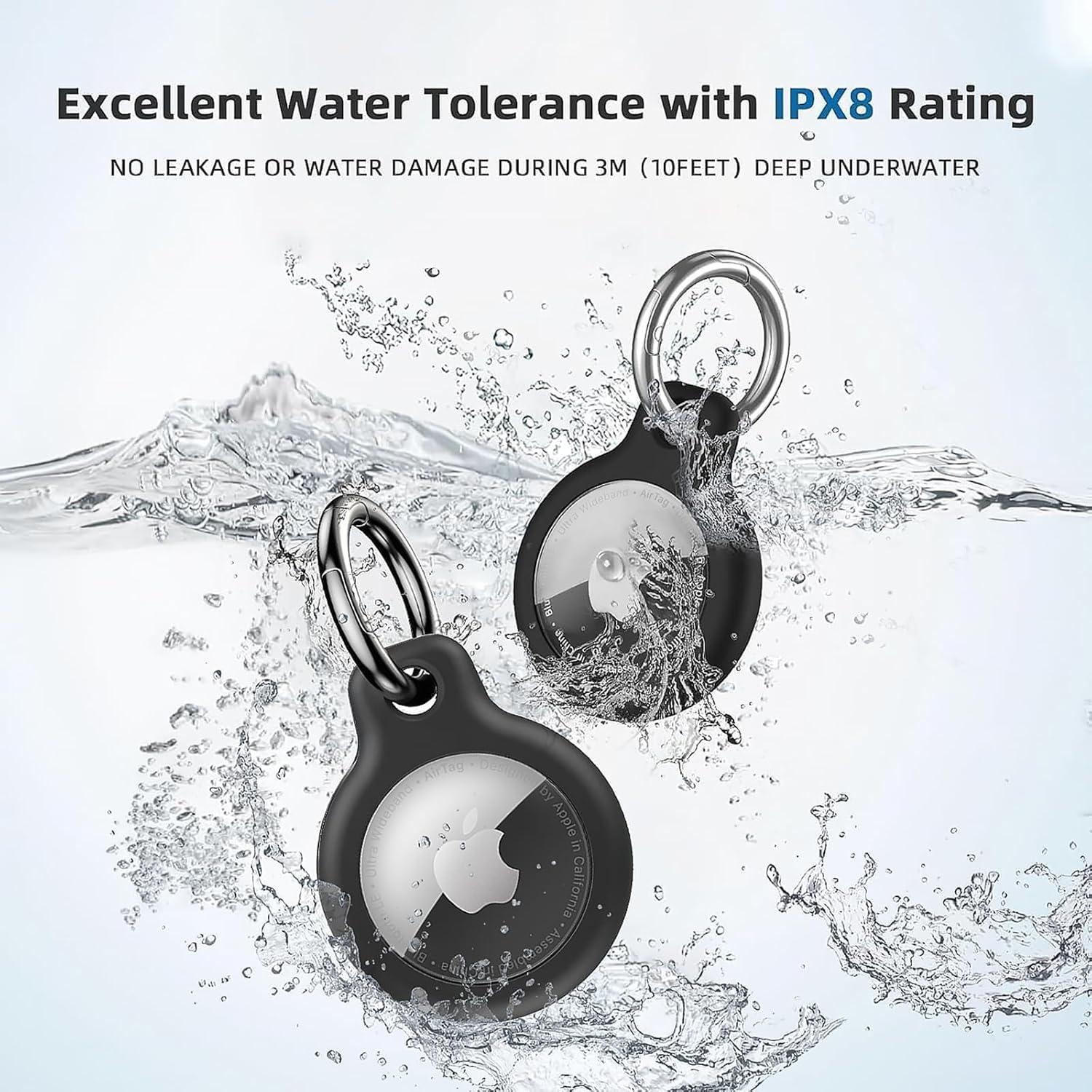 Holder 1-Pack Waterproof TPU Shell Protective Case, Anti-Scratch for Airtags Key Chain for Apple for Air Tags with All Metal Keychain Key Ring Clip (Gray)