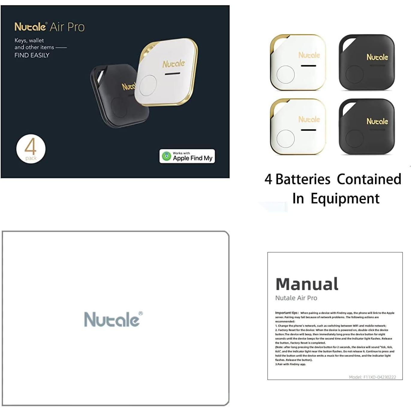 Etiqueta Localizadora de Llaves Nutale F11XD, Paquete de 4, iOS