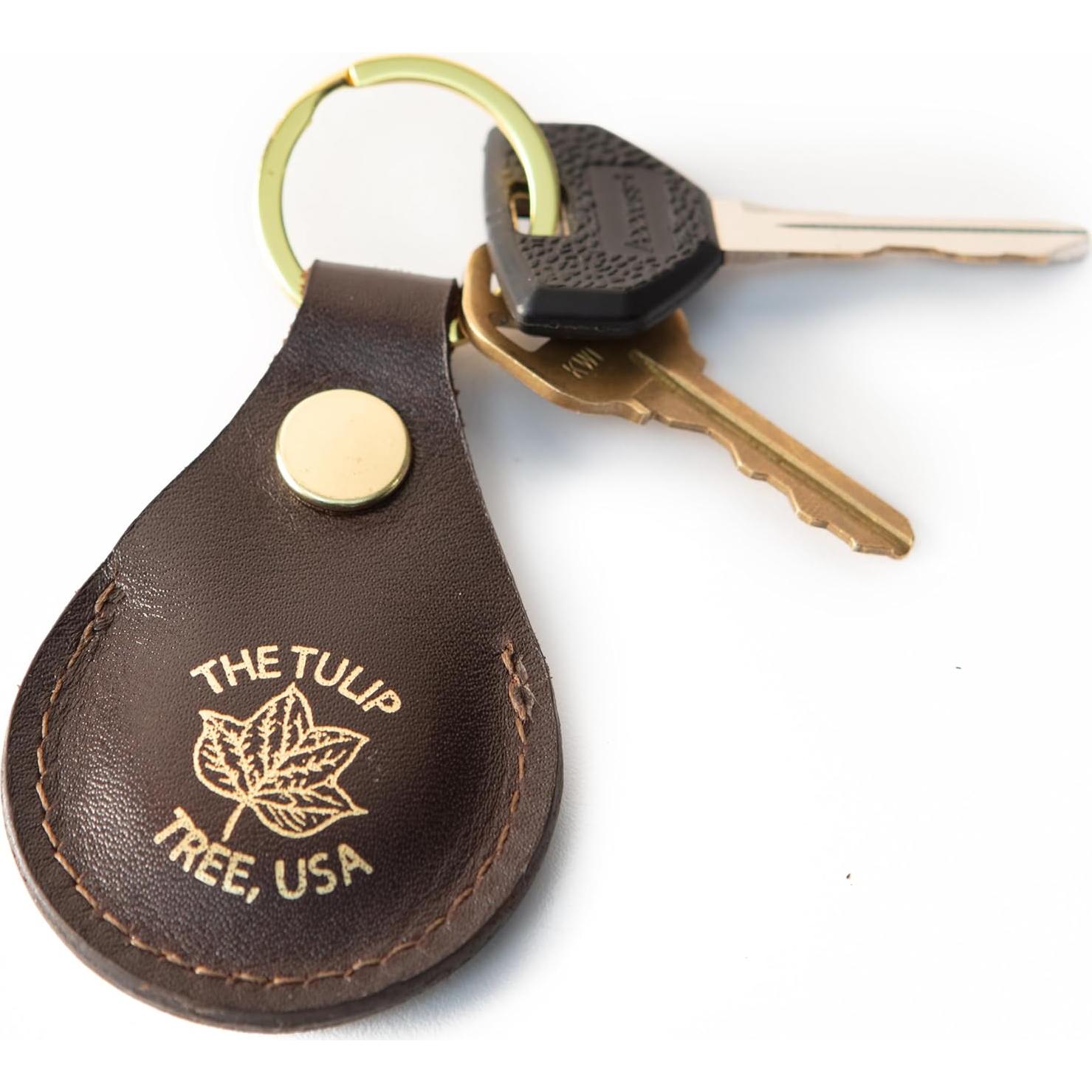 Cadena de Llave de Cuero Premium The Tulip Tree para AirTag/Moto Tag