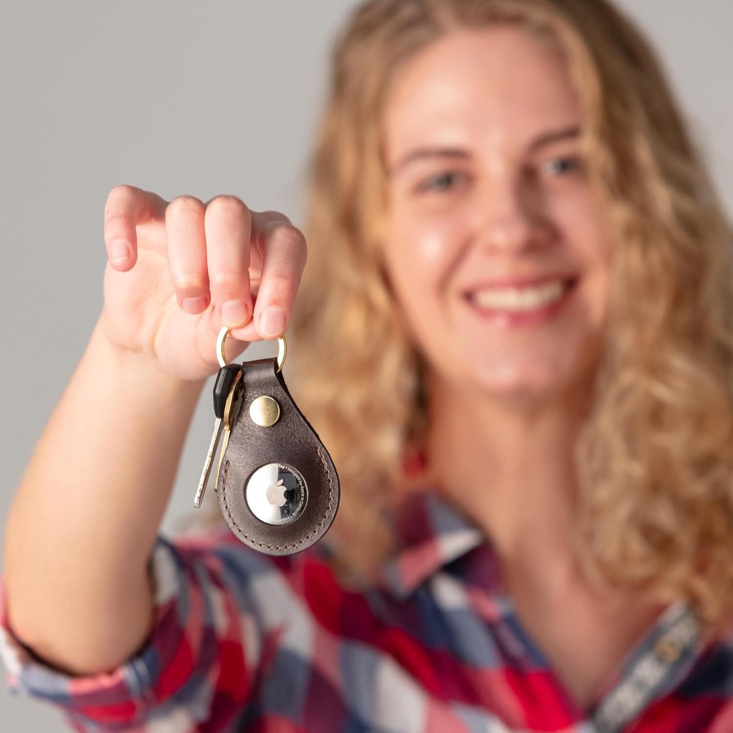 Cadena de Llave de Cuero Premium The Tulip Tree para AirTag/Moto Tag