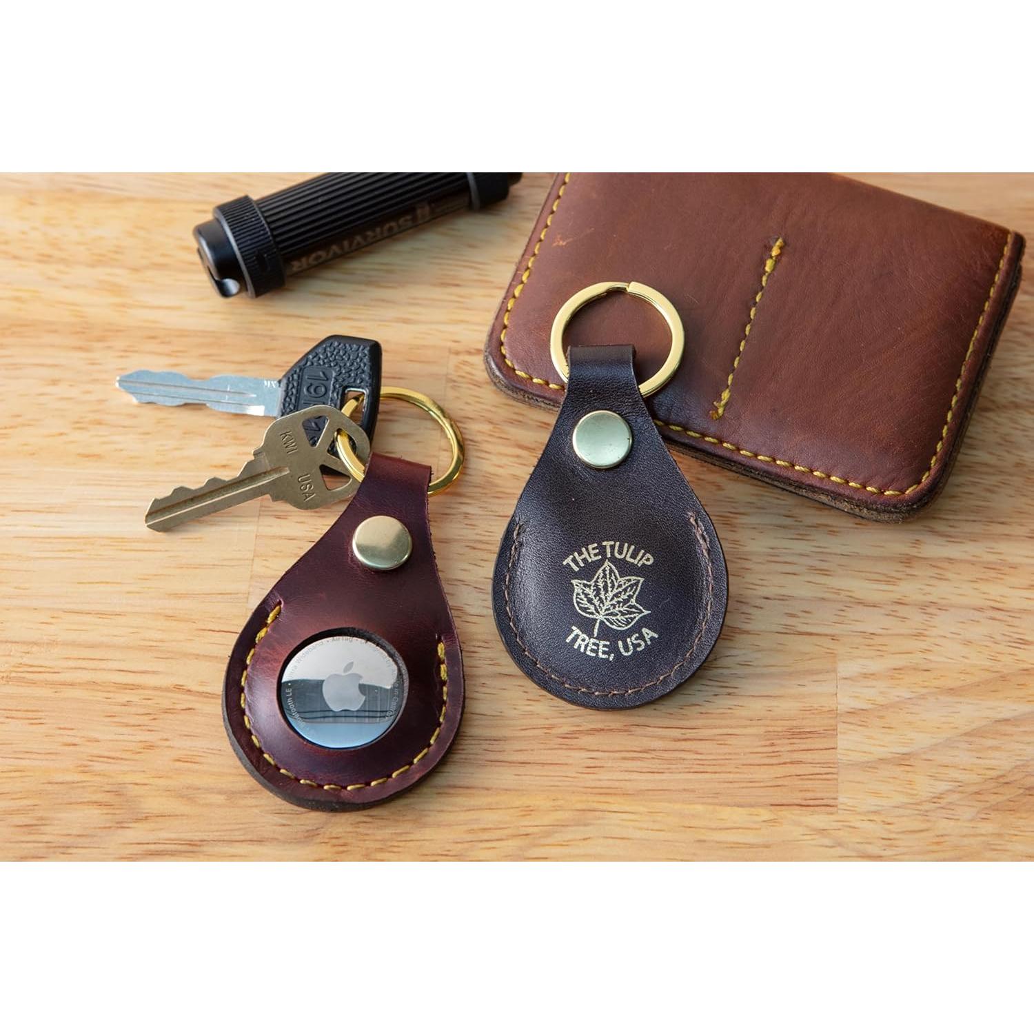 Cadena de Llave de Cuero Premium The Tulip Tree para AirTag/Moto Tag