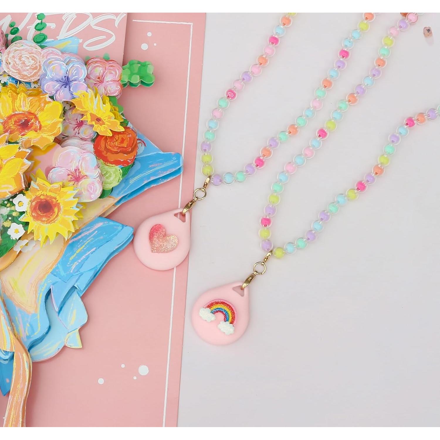 Soportes de Collar para Niñas XEEWEN 2 PCS Arcoíris y Corazón