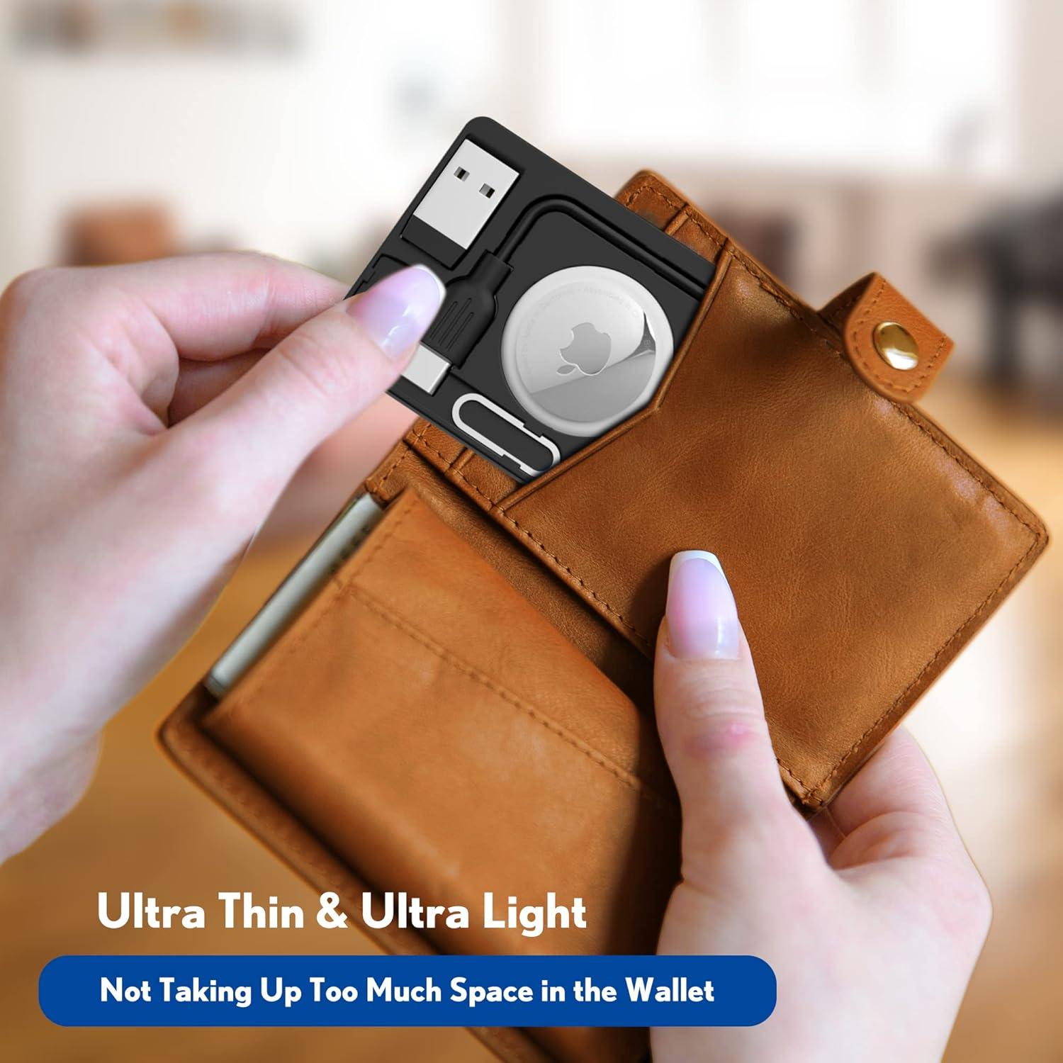 Soporte de billetera PZOZ para AirTag con estuche y cables