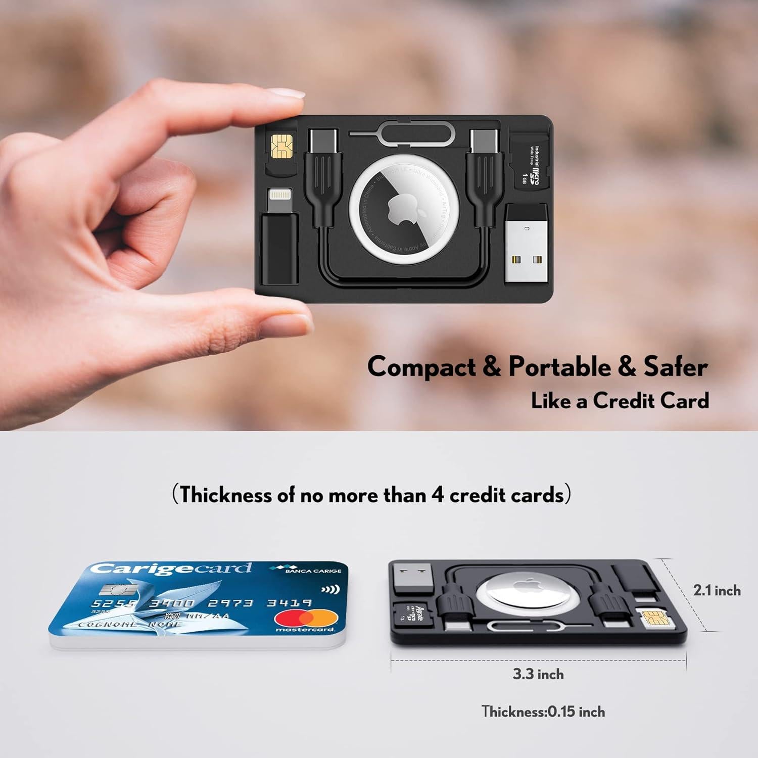 Soporte de billetera PZOZ para AirTag con estuche y cables