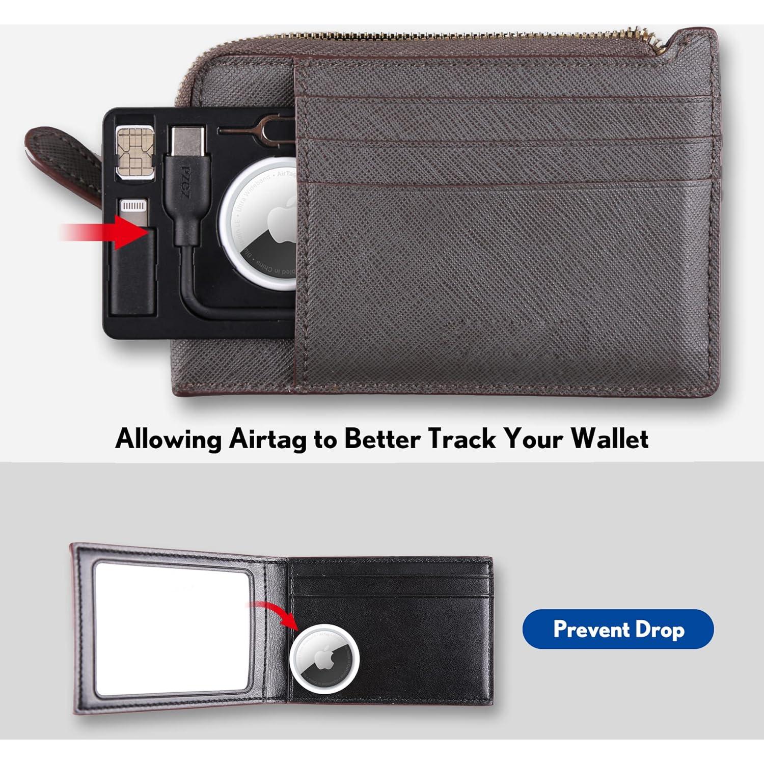 Soporte de billetera PZOZ para AirTag con estuche y cables