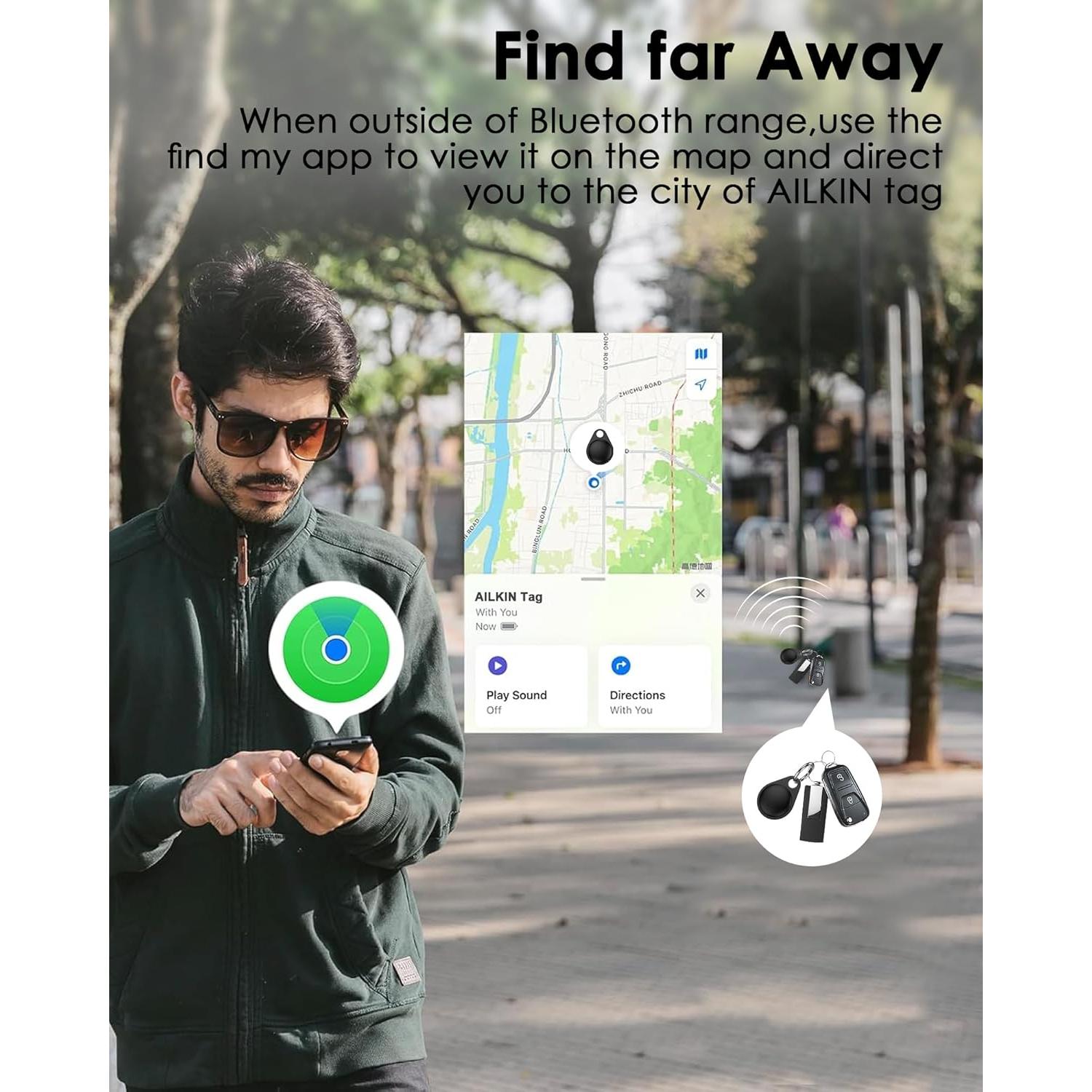 Rastreador Bluetooth AILKIN AirTag 4 Pack Resistente al Agua