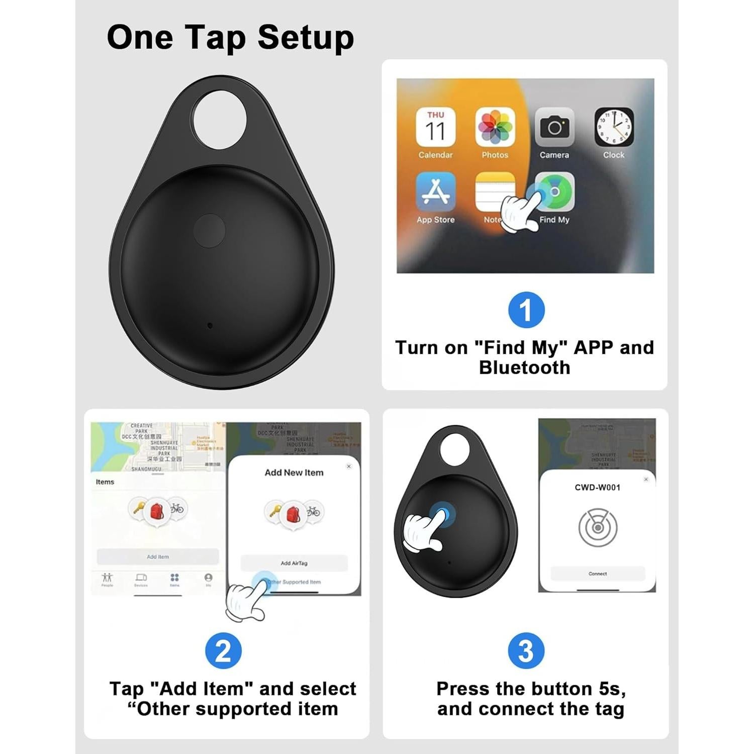 Rastreador Bluetooth AILKIN AirTag 4 Pack Resistente al Agua