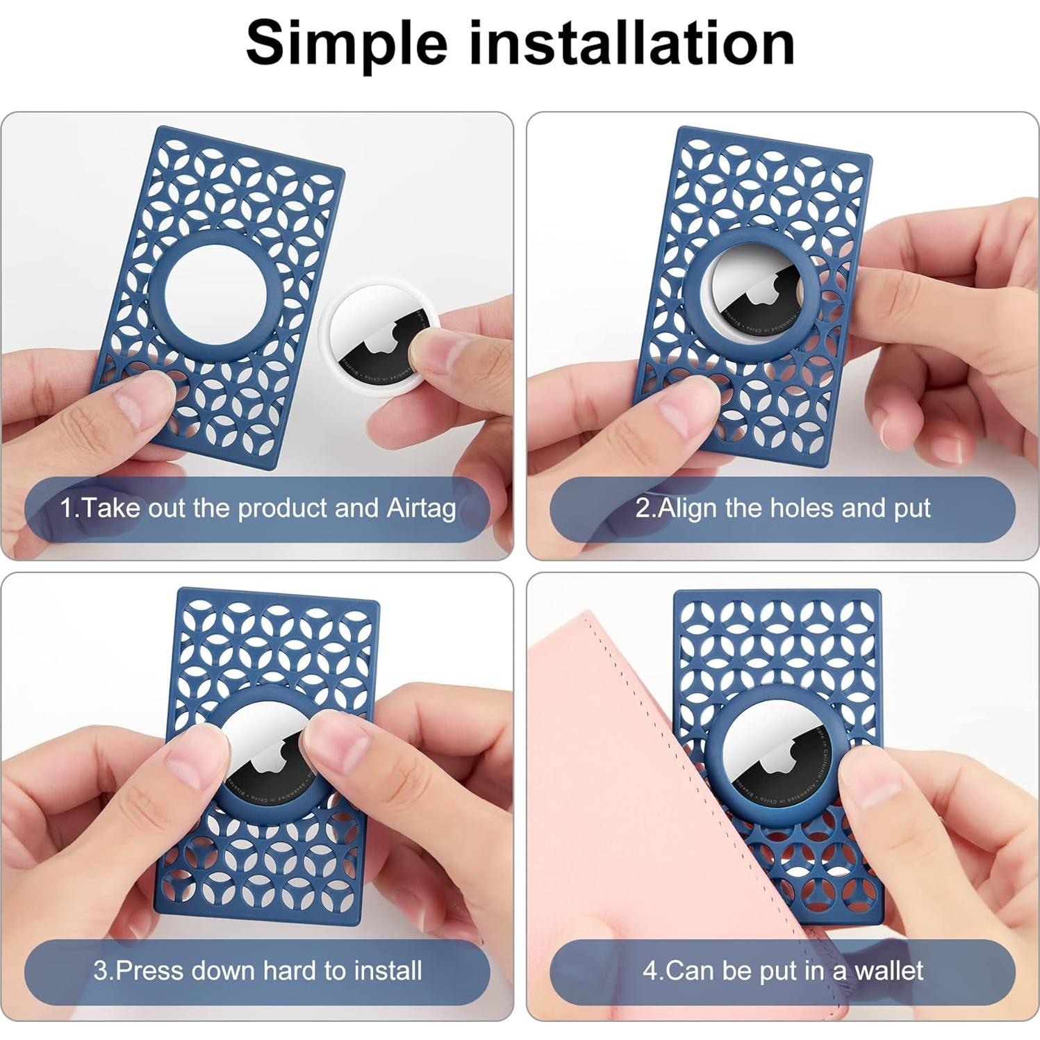 Soporte para Apple AirTag Funda de Billetera 2 Paquetes Azul