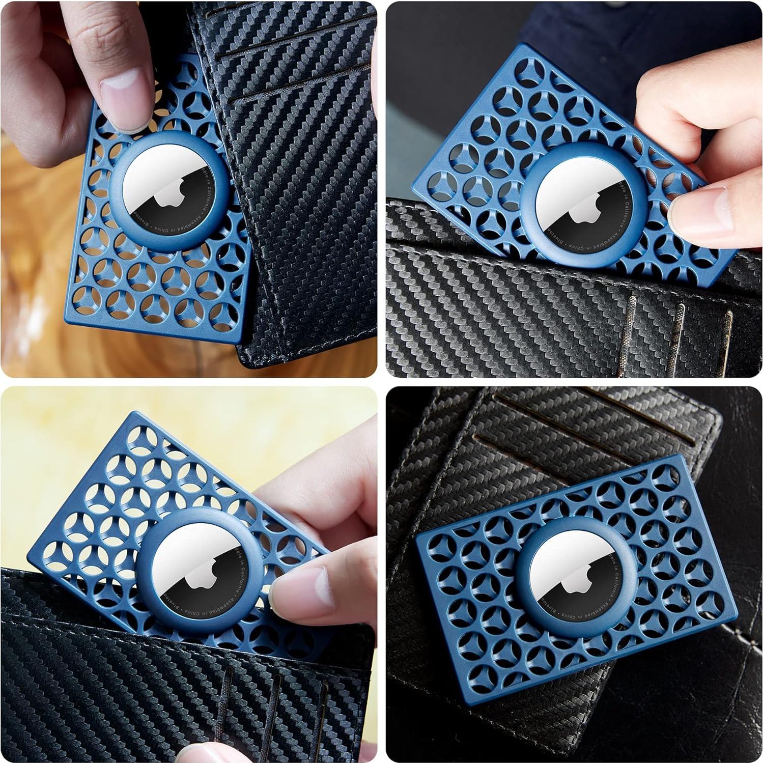 Soporte para Apple AirTag Funda de Billetera 2 Paquetes Azul