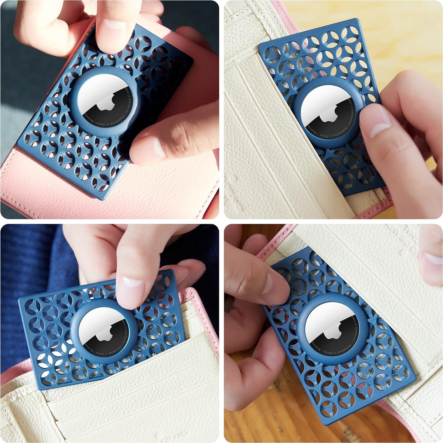 Soporte para Apple AirTag Funda de Billetera 2 Paquetes Azul