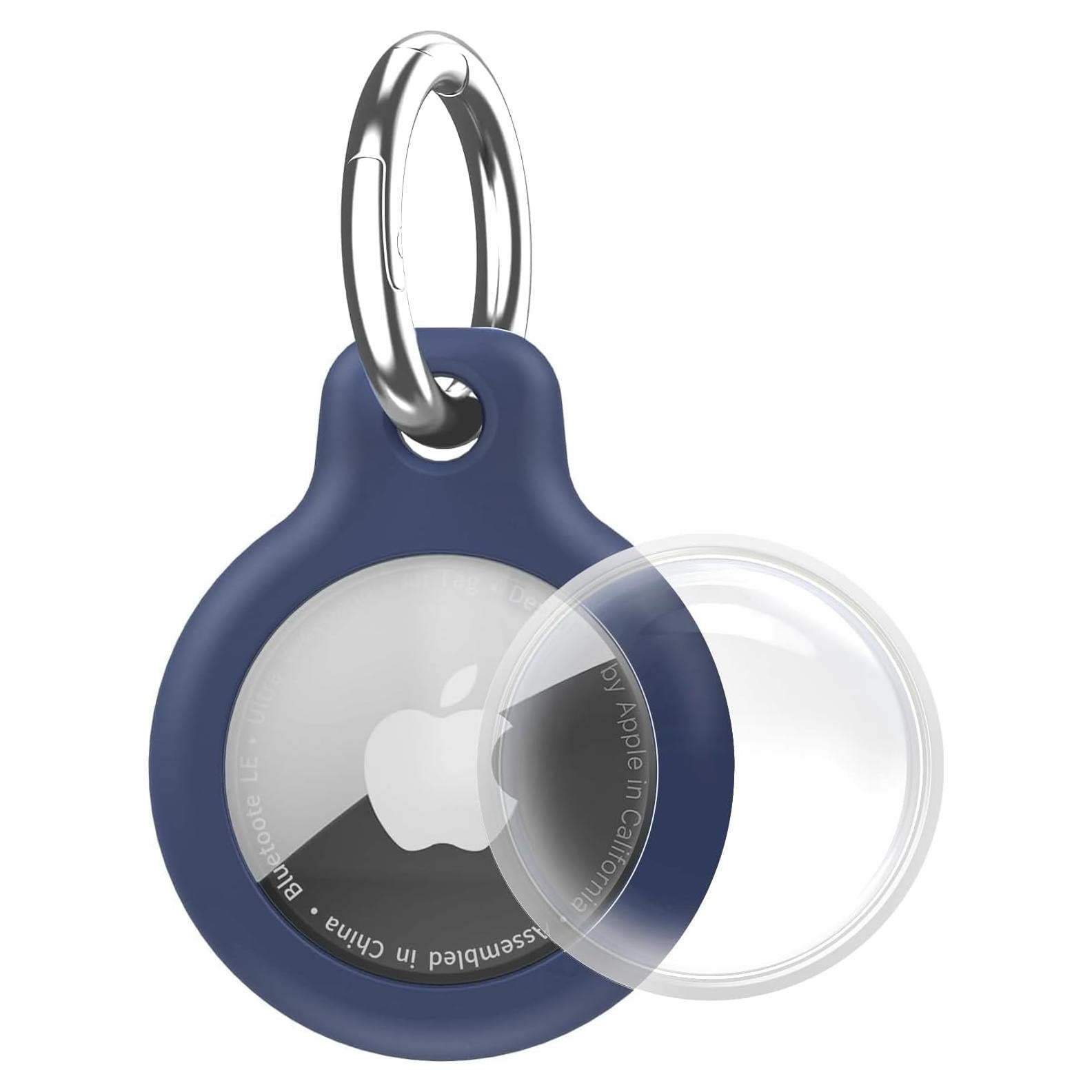 Holder 1-Pack Waterproof TPU Shell Protective Case, Anti-Scratch for Airtags Key Chain for Apple for Air Tags with All Metal Keychain Key Ring Clip (Blue)