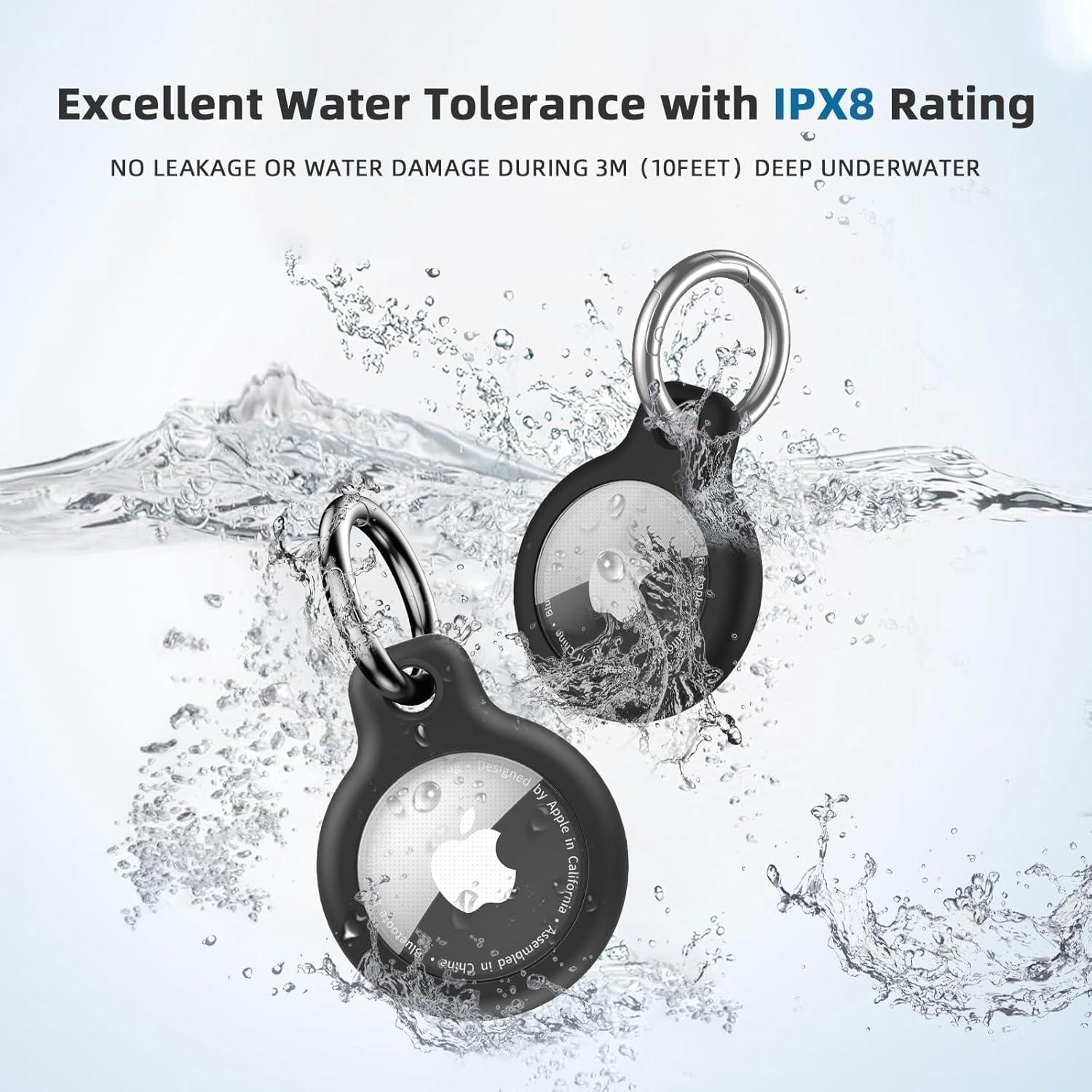 Holder 1-Pack Waterproof TPU Shell Protective Case, Anti-Scratch for Airtags Key Chain for Apple for Air Tags with All Metal Keychain Key Ring Clip (Blue)