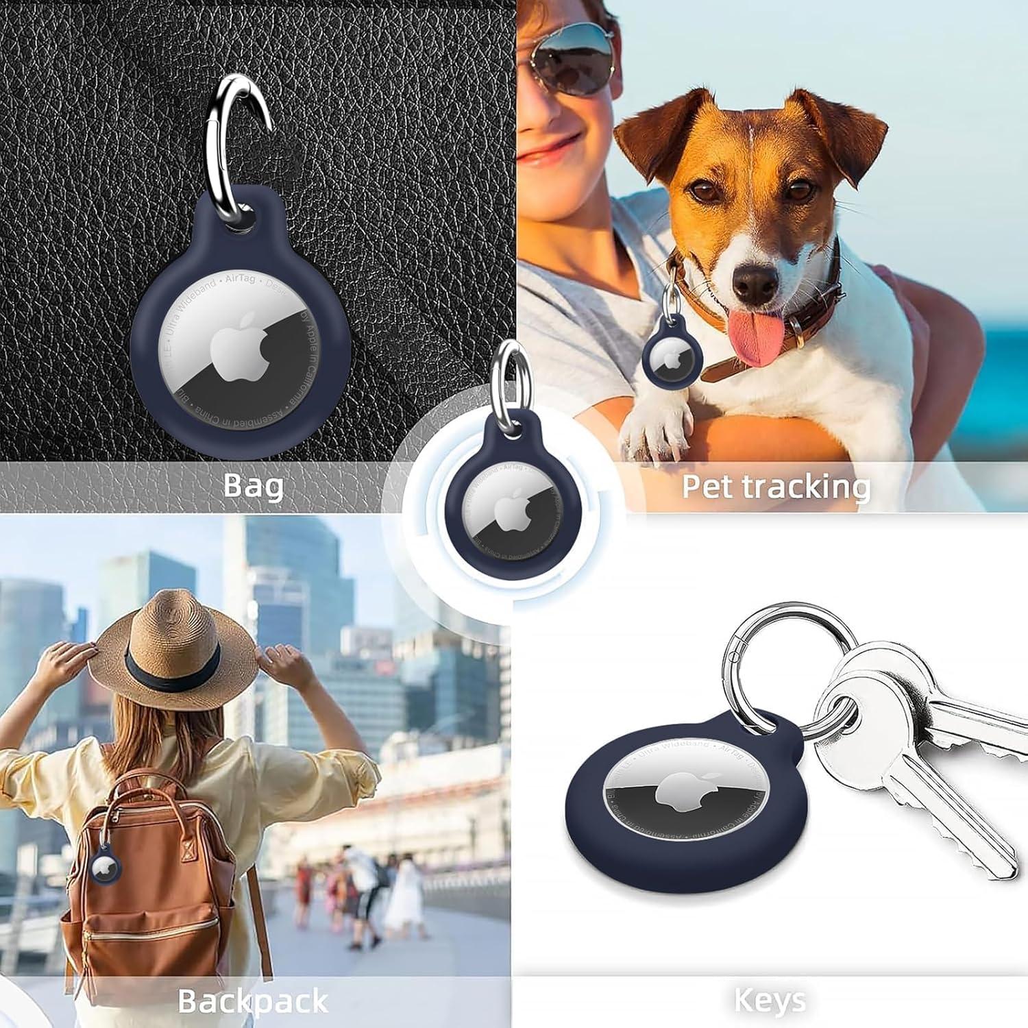 Holder 1-Pack Waterproof TPU Shell Protective Case, Anti-Scratch for Airtags Key Chain for Apple for Air Tags with All Metal Keychain Key Ring Clip (Blue)