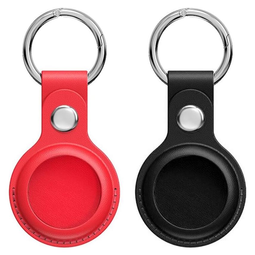 Funda de cuero HETECH para AirTag con llavero - 2 unidades