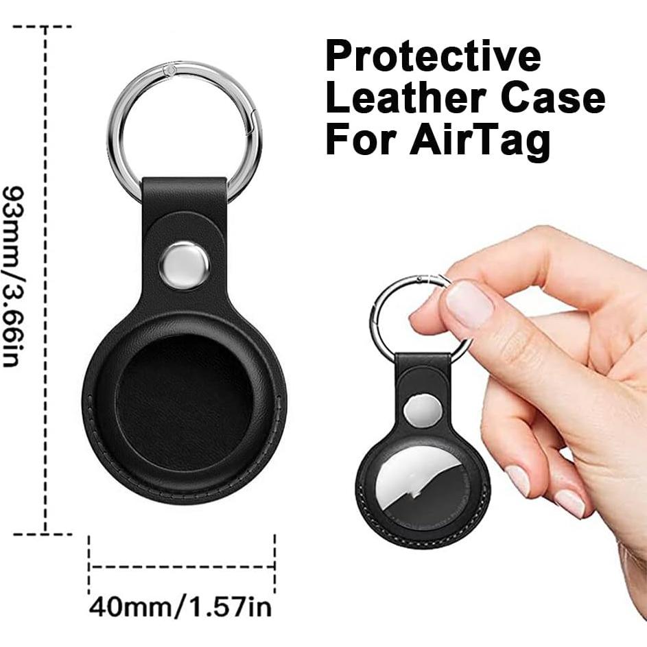 Funda de cuero HETECH para AirTag con llavero - 2 unidades
