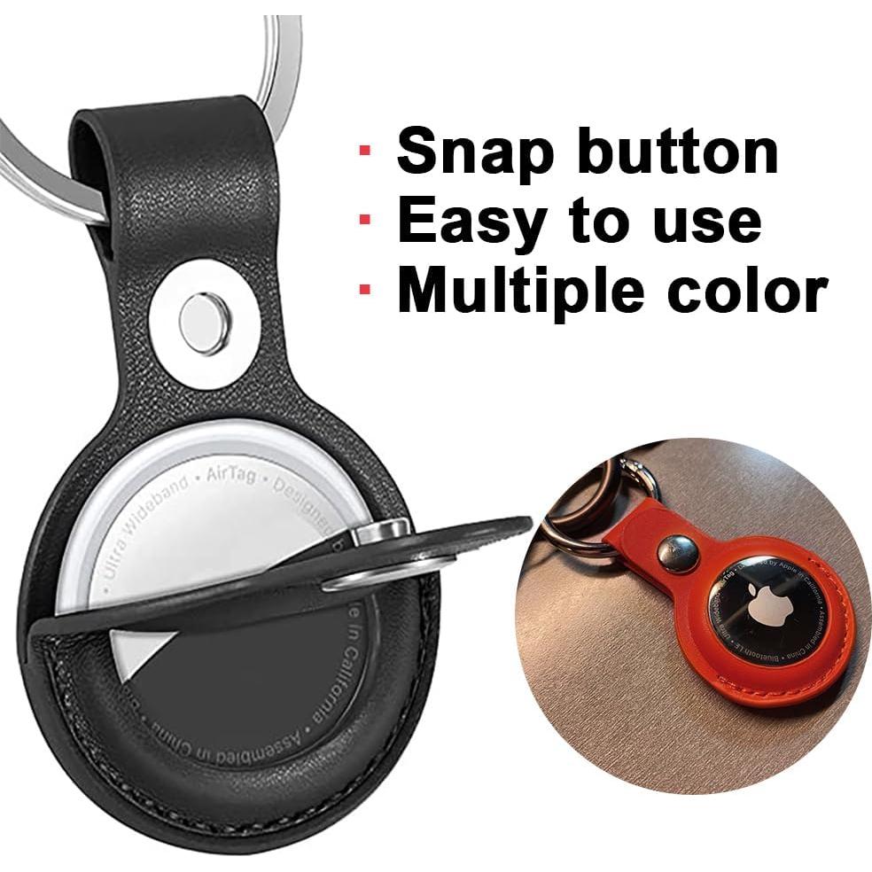 Funda de cuero HETECH para AirTag con llavero - 2 unidades