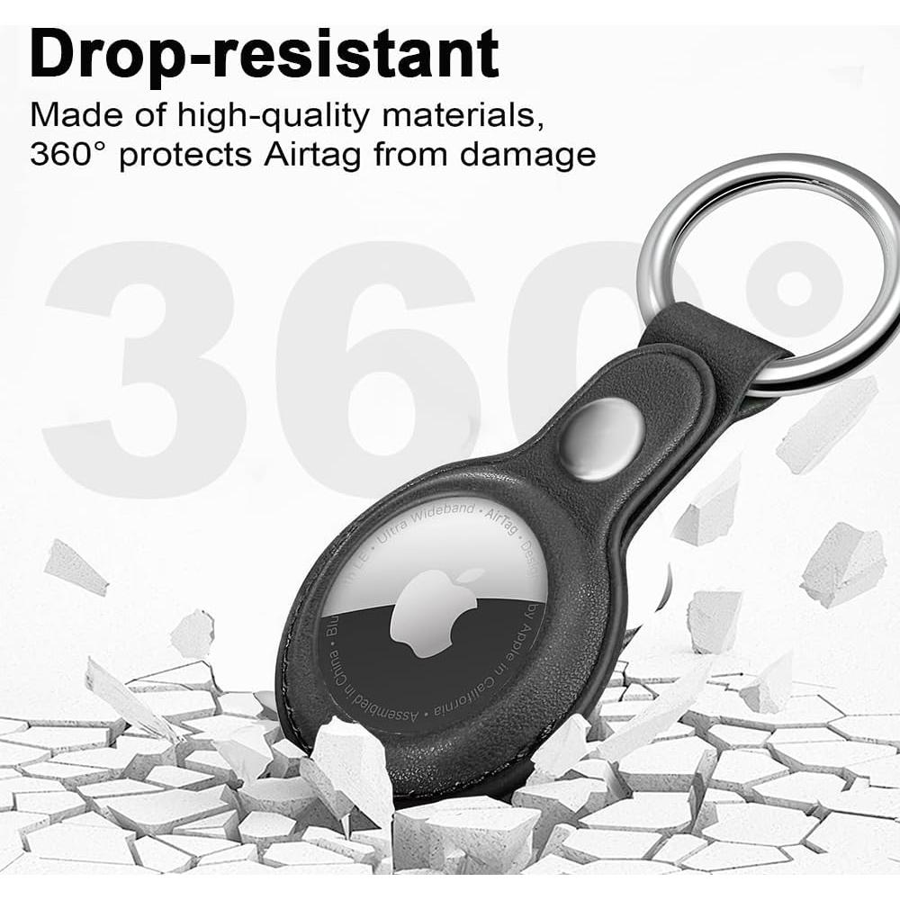 Funda de cuero HETECH para AirTag con llavero - 2 unidades