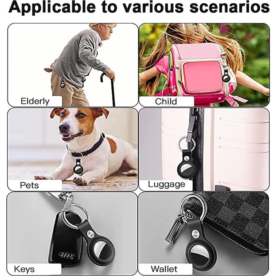 Funda de cuero HETECH para AirTag con llavero - 2 unidades