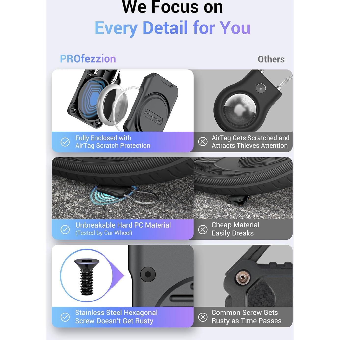 Soporte Seguro para AirTag PROfezzion 2-Pack Negro y Rosa