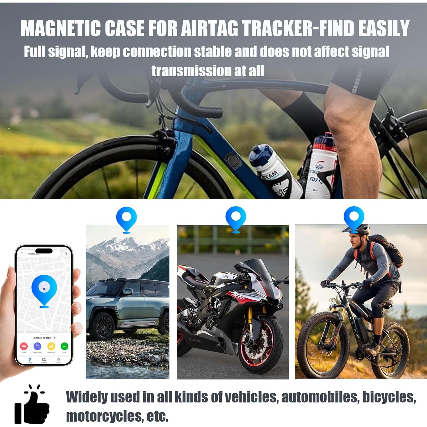 4 Soportes Magnéticos Ocultos KAKUPPA para Coche y Bicicleta