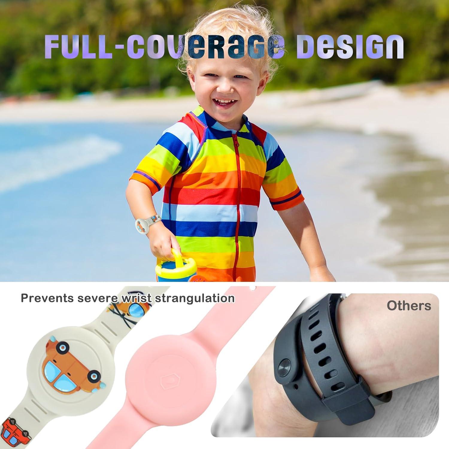 Pulsera de Silicona para AirTag Niños Diaclara Rosa y Blanco