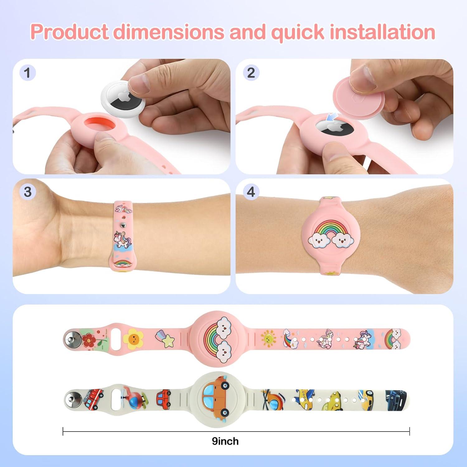 Pulsera de Silicona para AirTag Niños Diaclara Rosa y Blanco