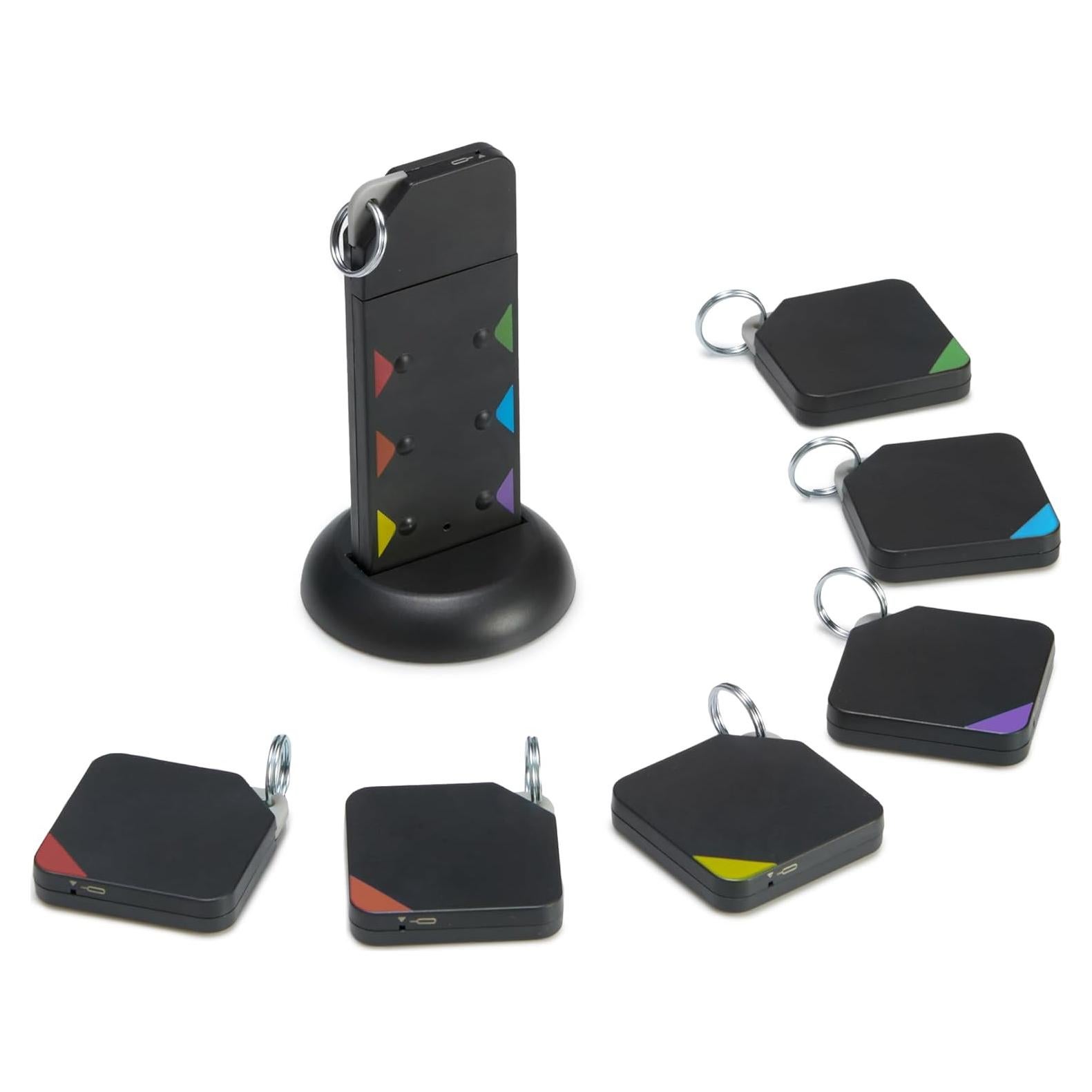 Localizador de Llaves Amazon Basics - 6 Rastreador Inteligente, Alarma 80dB