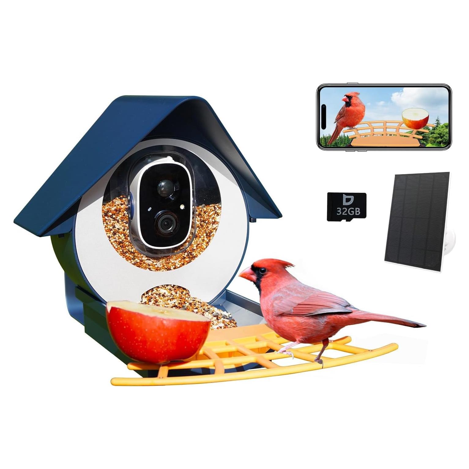 Comedero Inteligente Birdkiss con Cámara HD y Panel Solar