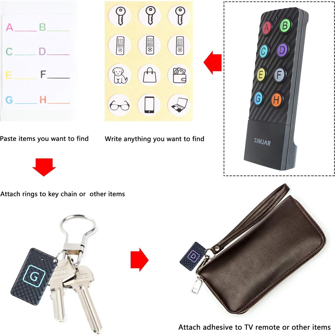 Localizador de Llaves Inalámbrico SIMJAR con 8 Receptores 90dB