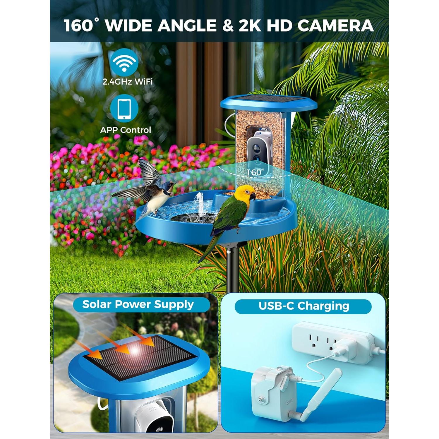 Comedero Inteligente EAST OAK para Aves 2-en-1 con Cámara 2K