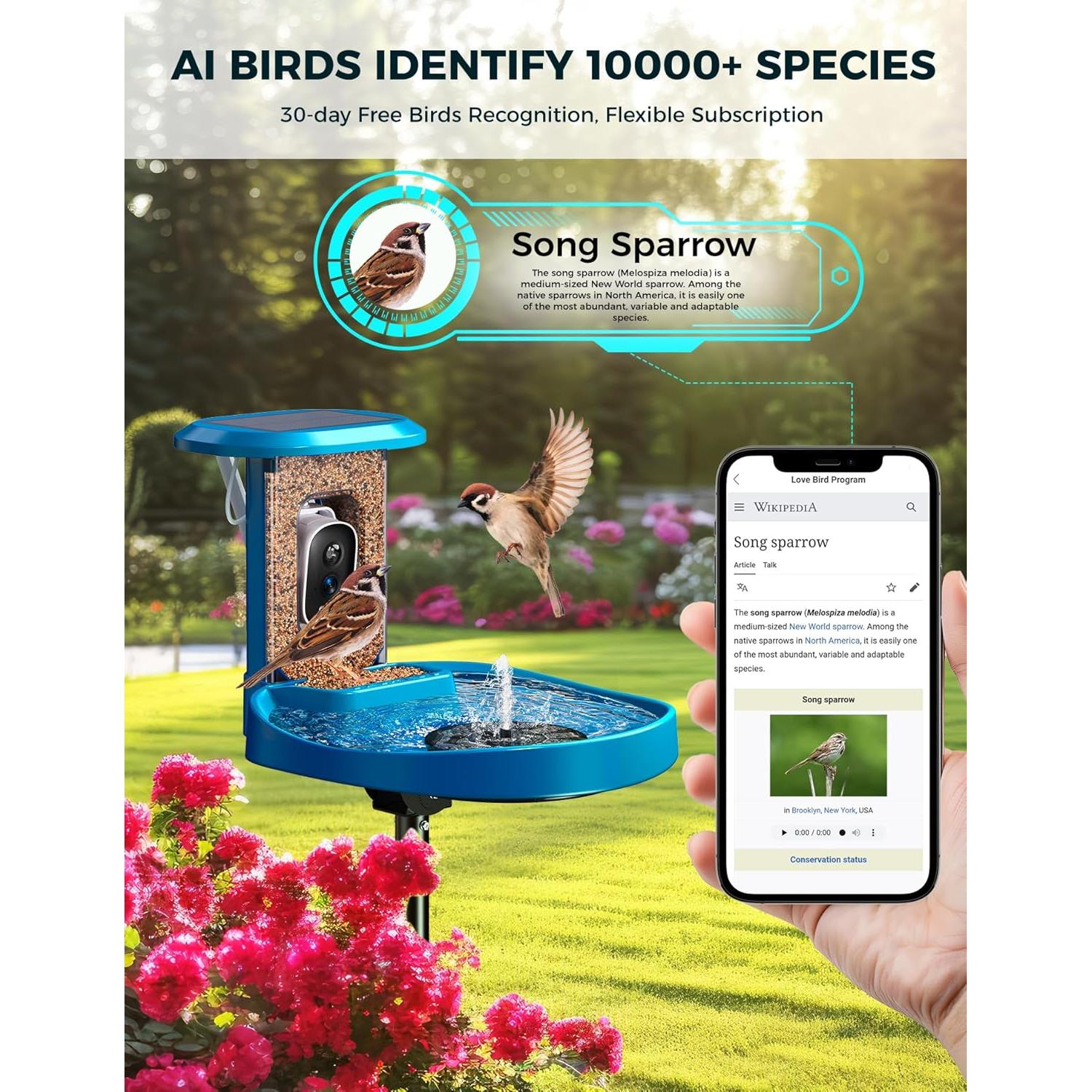 Comedero Inteligente EAST OAK para Aves 2-en-1 con Cámara 2K