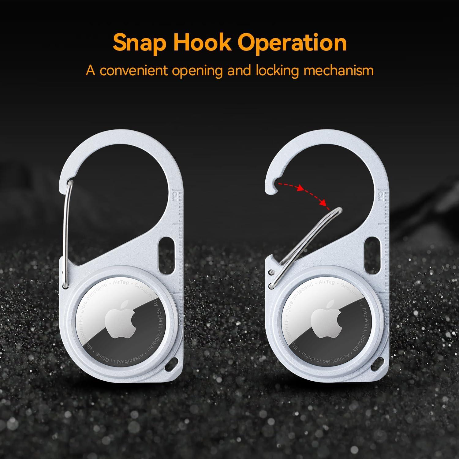 Soporte de Metal con Mosquetón para Apple AirTag - 2 Pack