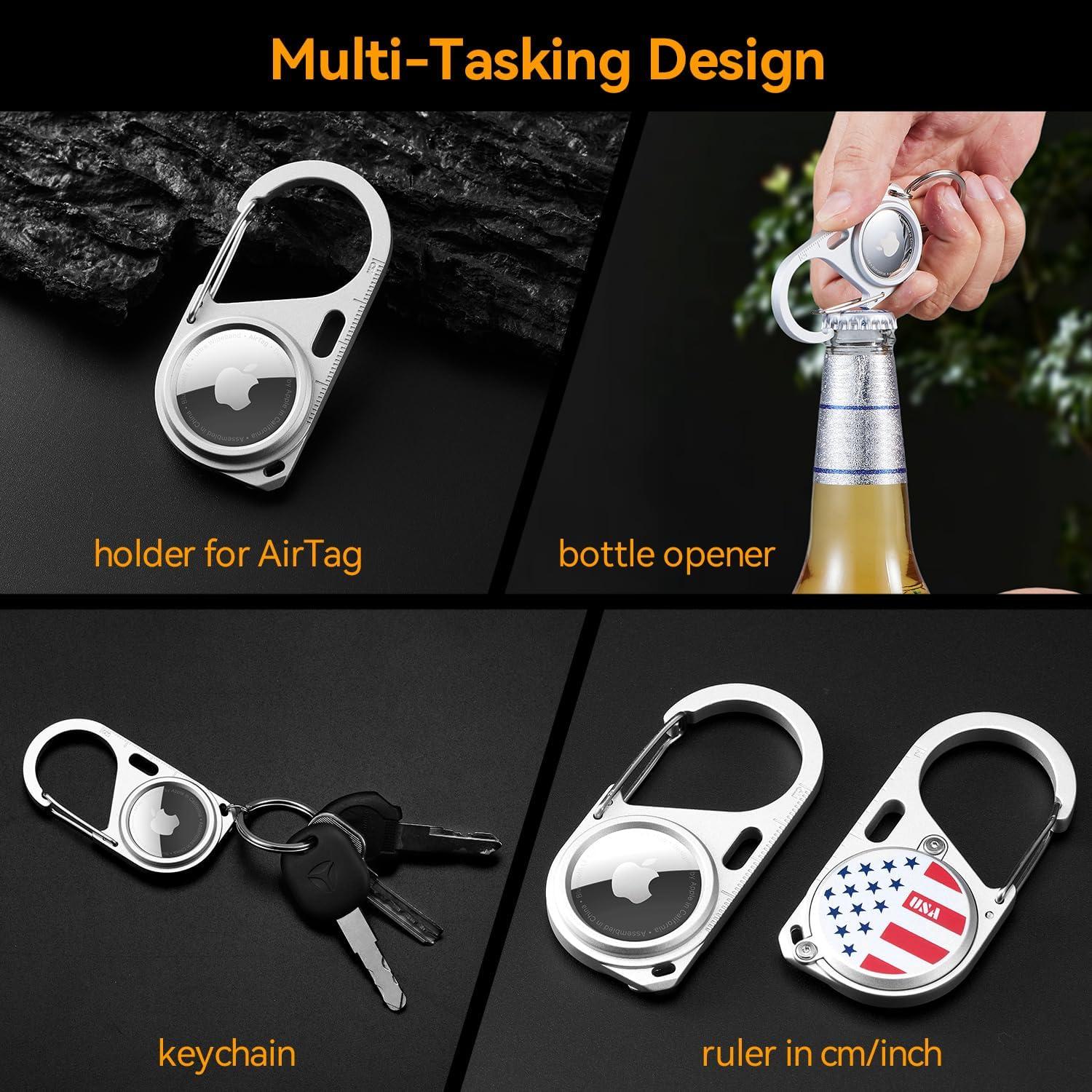 Soporte de Metal con Mosquetón para Apple AirTag - 2 Pack