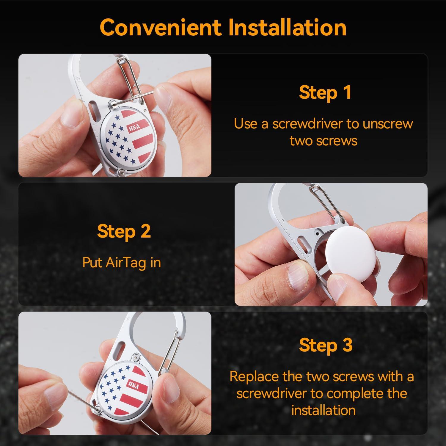 Soporte de Metal con Mosquetón para Apple AirTag - 2 Pack