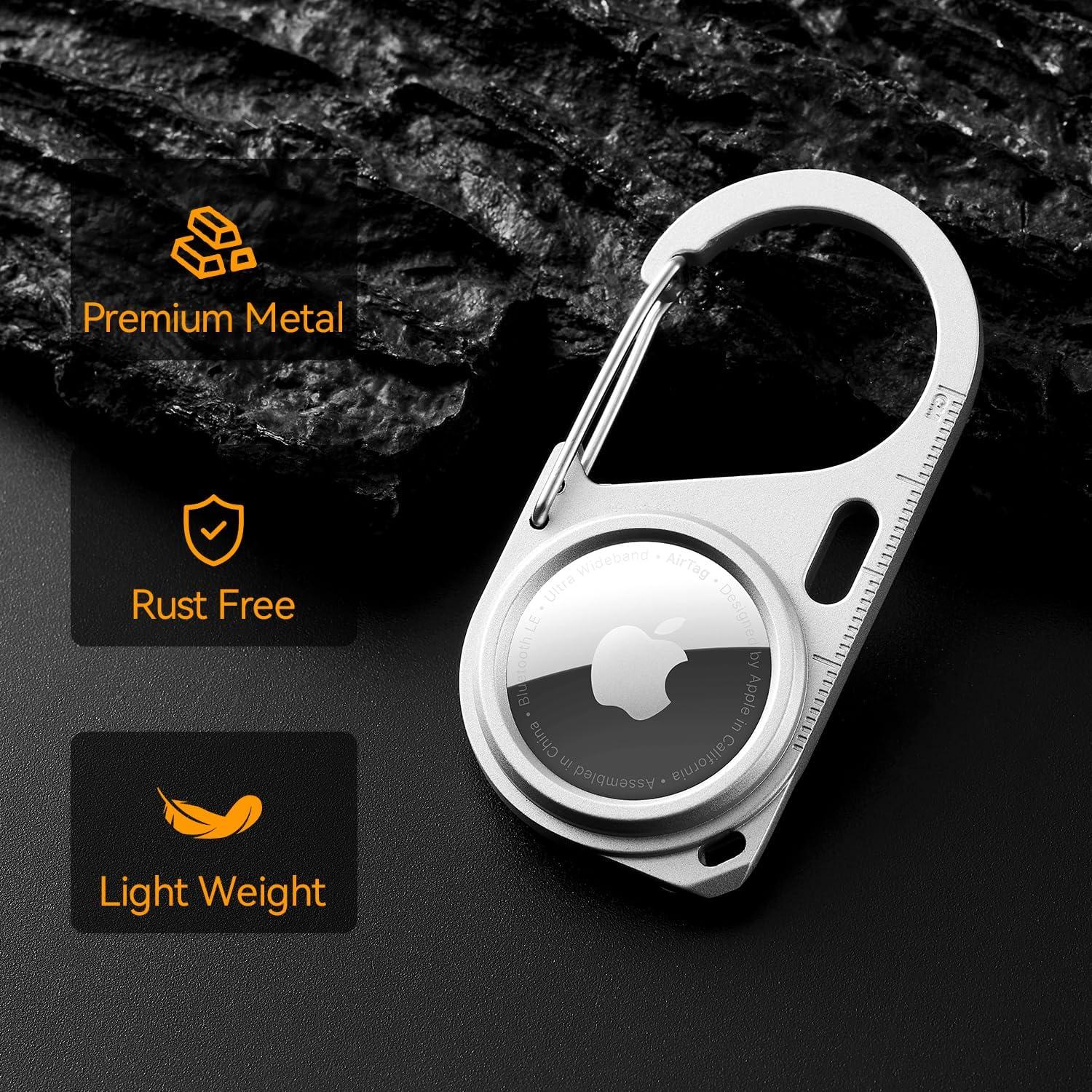 Soporte de Metal con Mosquetón para Apple AirTag - 2 Pack