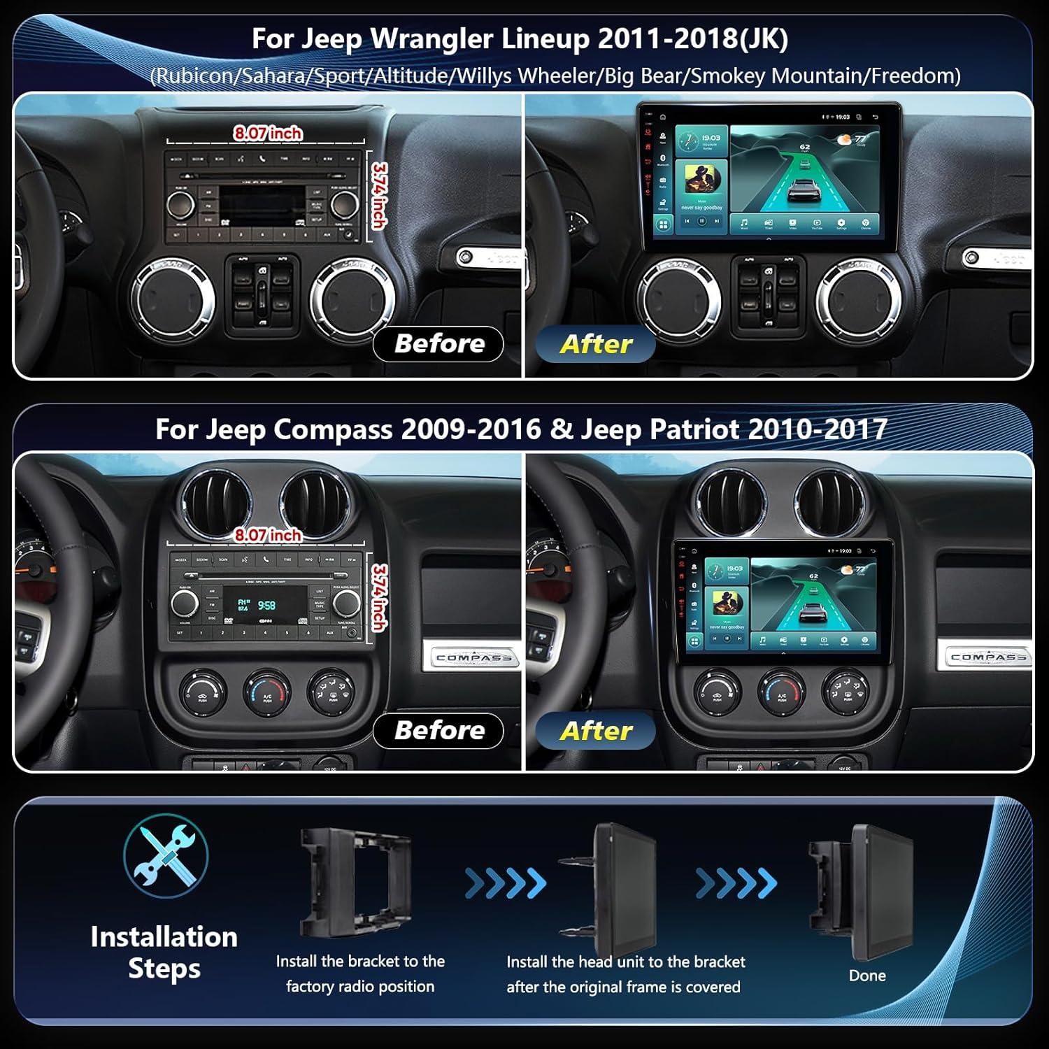 Sistema de Carro TWAHH 11" Android 13 GPS 5G WiFi 6 Jeep