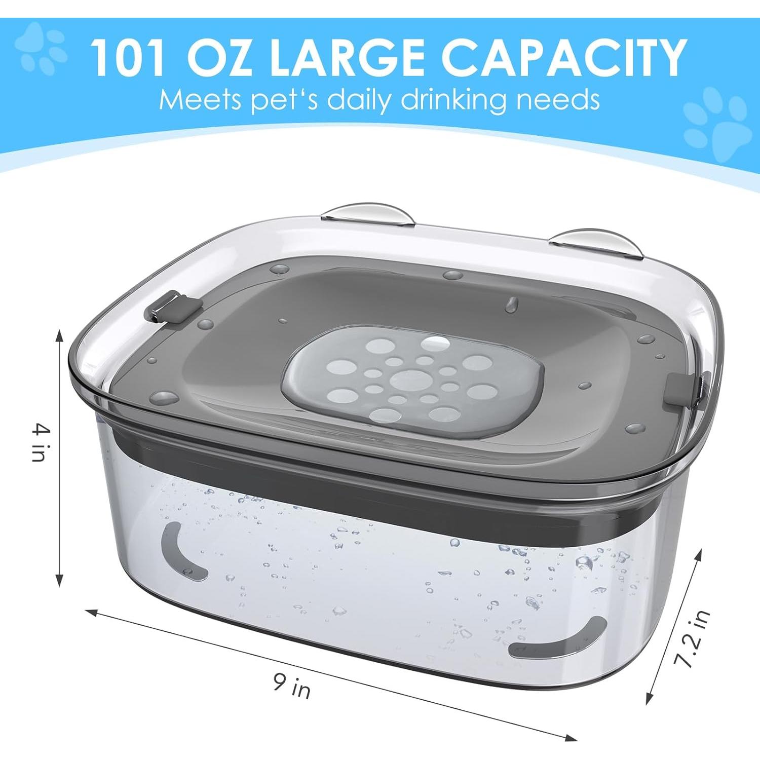 AONKEY Cuenco de Agua Antiderrame 3L para Perros Gris