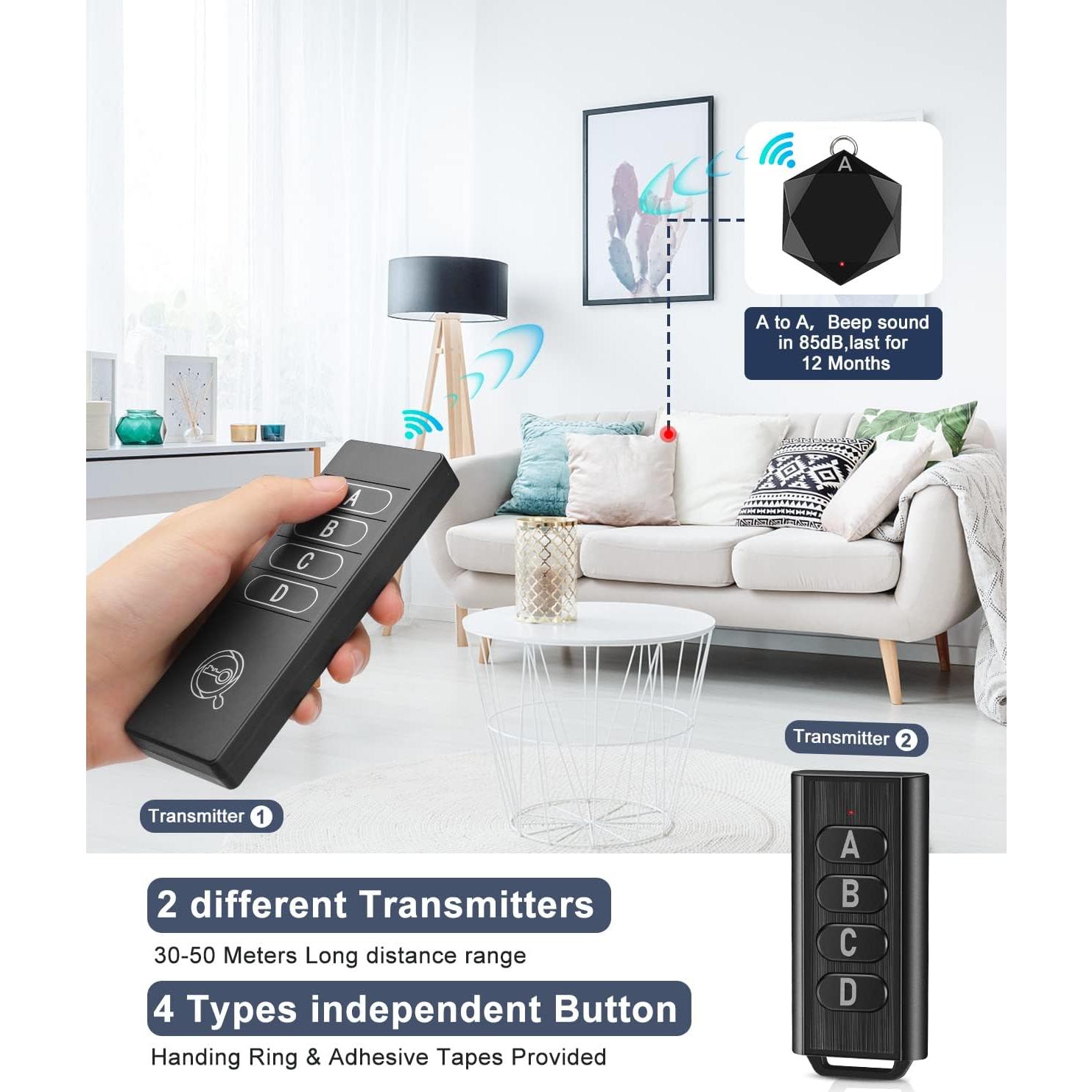 Localizador de Llaves Inalámbrico ELECPOW TF04C 85DB con 4 Etiquetas