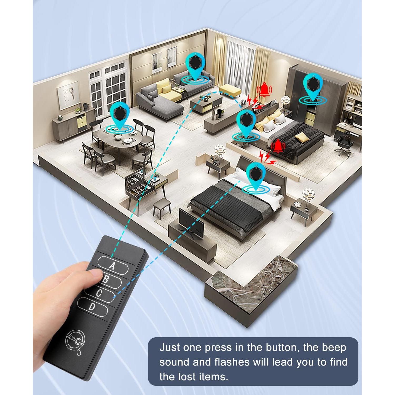 Localizador de Llaves Inalámbrico ELECPOW TF04C 85DB con 4 Etiquetas