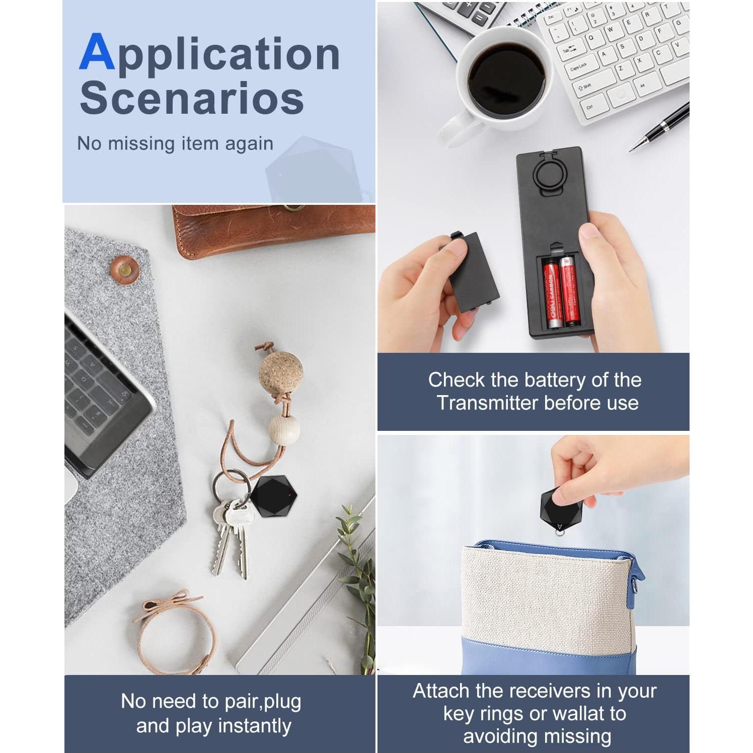 Localizador de Llaves Inalámbrico ELECPOW TF04C 85DB con 4 Etiquetas