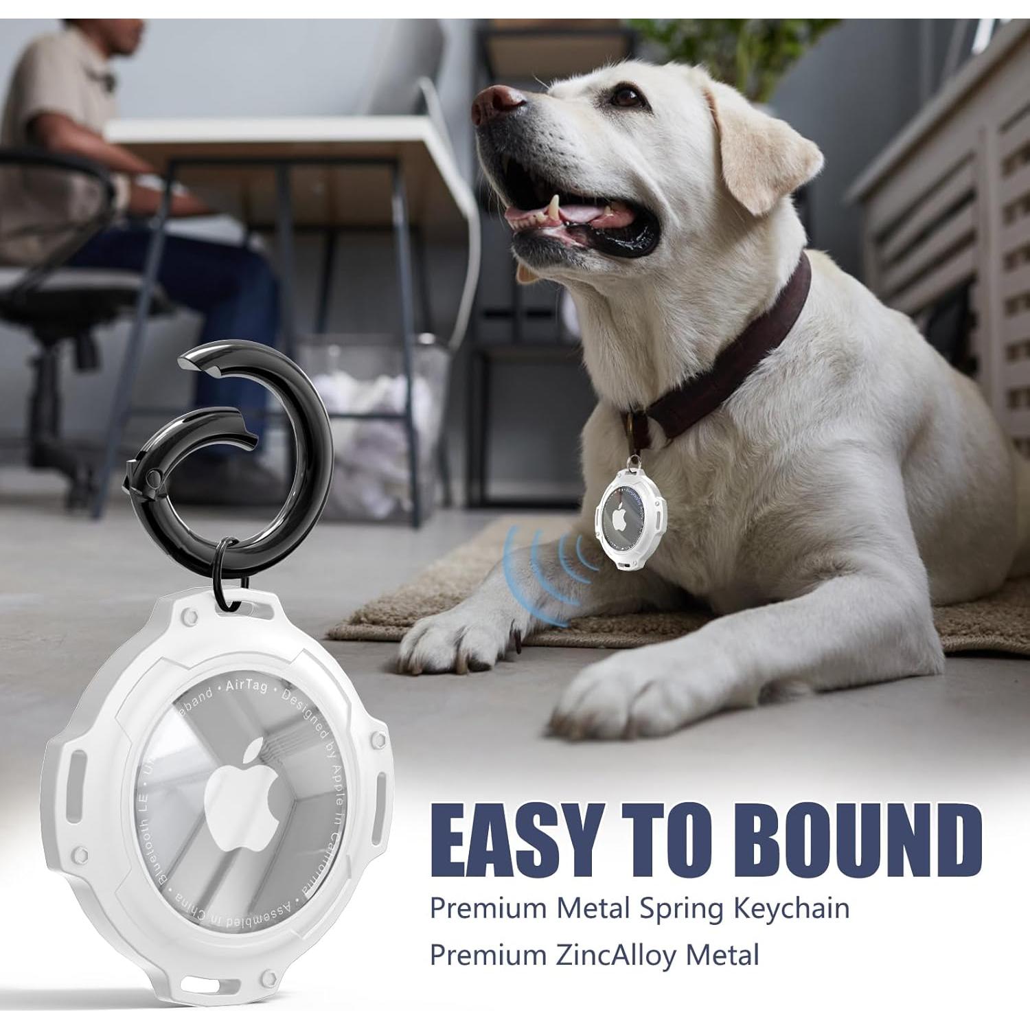 Inesore IPX8 Waterproof AirTag Holders Keychain for Apple AirTag,with Transparent Cover Air Tag Case,Key Ring,Chain, and Compatibility with GPS Item Finders - Essential Accessory(White)