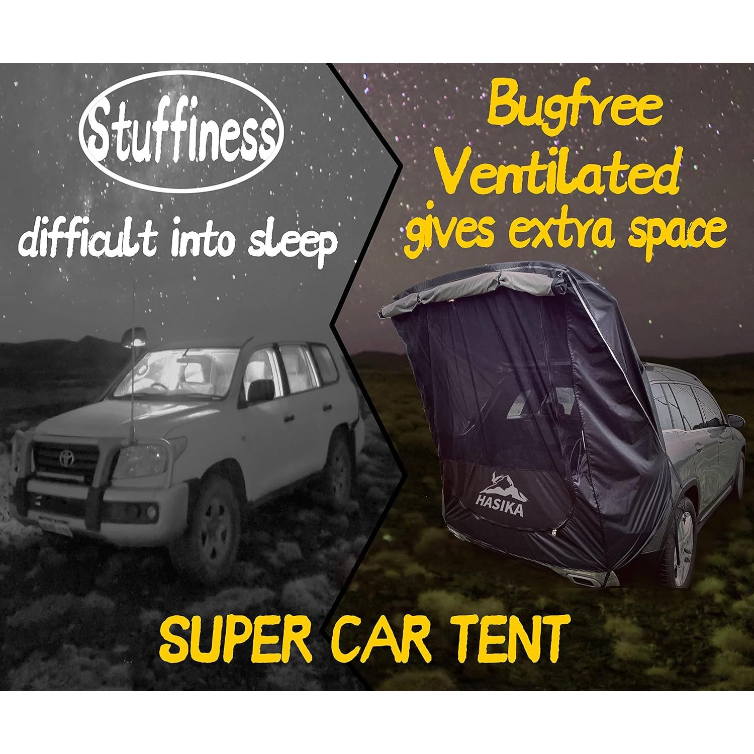 Tienda de Camping para SUV HASIKA Grande Negra Impermeable