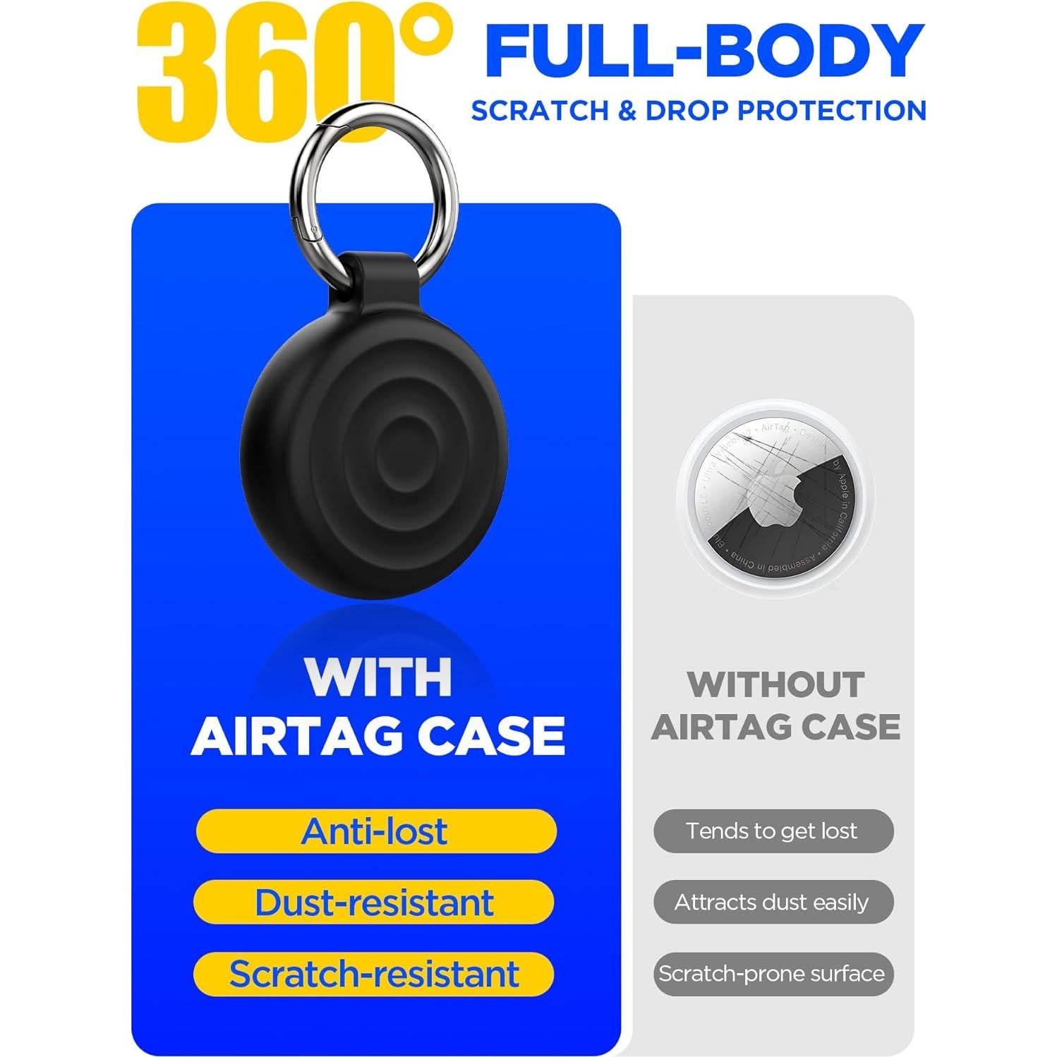 Funda de Silicona para Airtag EIZLXQ - Paquete de 2 Negro