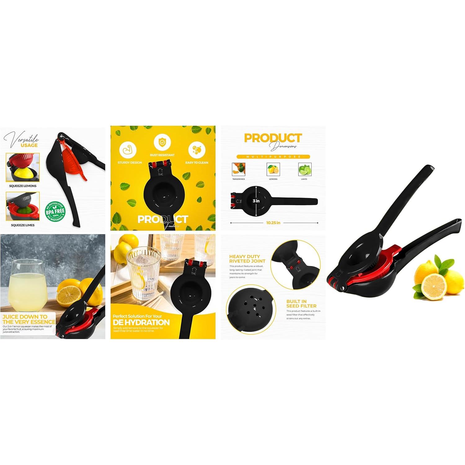 Exprimidor Manual THC de Aluminio 2 en 1 para Cítricos