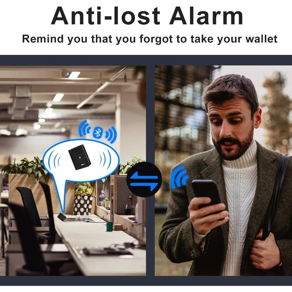 Billetera Bifold Bluetooth Anti-Pérdida Donmia Negra