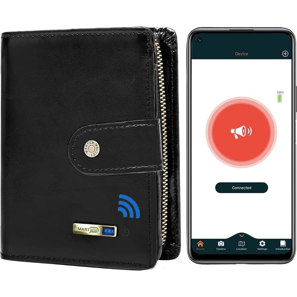 Billetera Bifold Bluetooth Anti-Pérdida Donmia Negra
