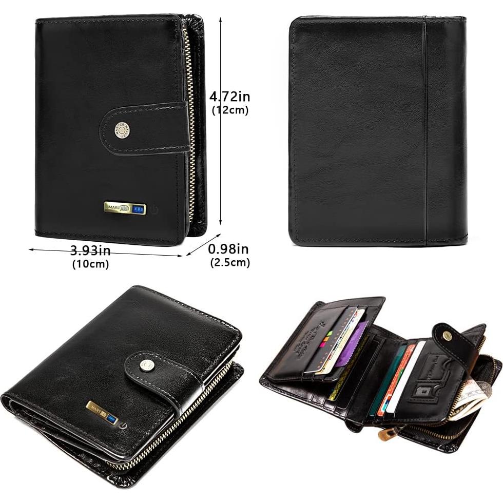 Billetera Bifold Bluetooth Anti-Pérdida Donmia Negra
